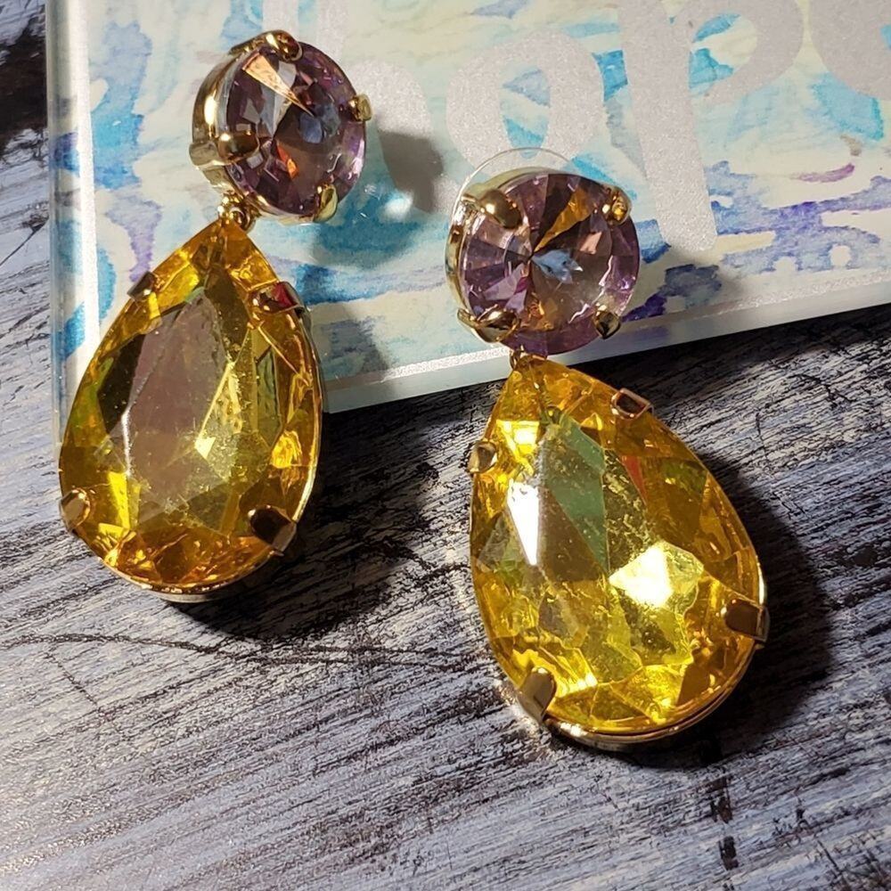 BaubleBar purple and amber jeweled drop earrings New